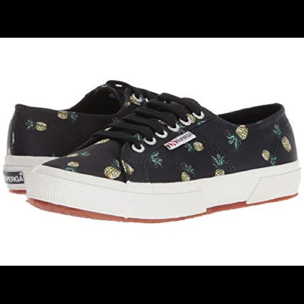 Superga black satin tennis shoe